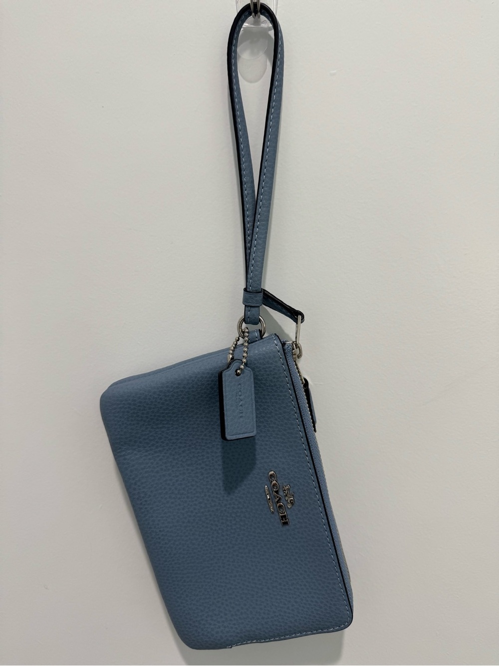 Coach double corner zip wristlet in slate blue NWOT